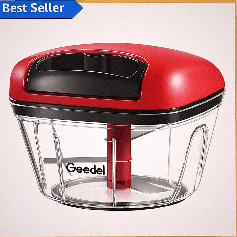 Manual Food Processor: Stainless Steel Pull Chopper with 2-Cup Capacity
