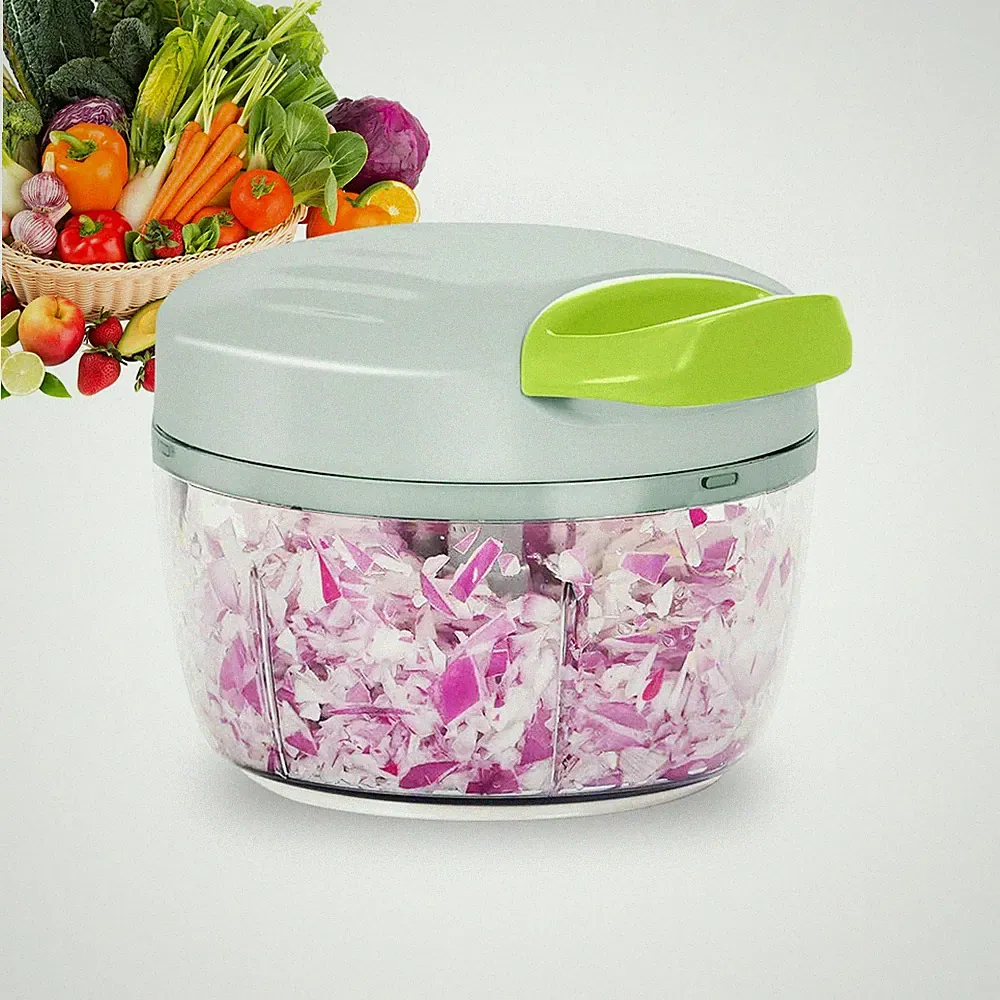 Manual Food Processor Vegetable Chopper 2.3 Cup Small 550 ml, Green