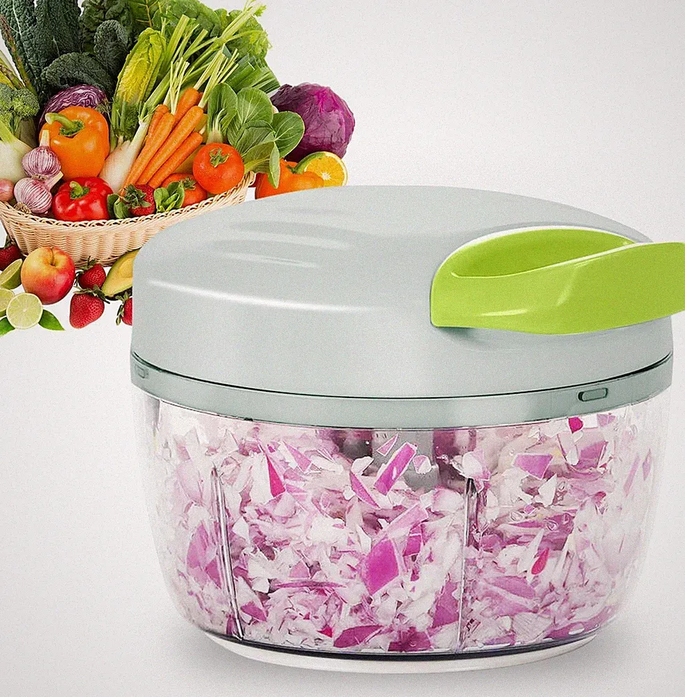 Manual Food Processor Vegetable Chopper 2.3 Cup Small Mini Hand Pull String...