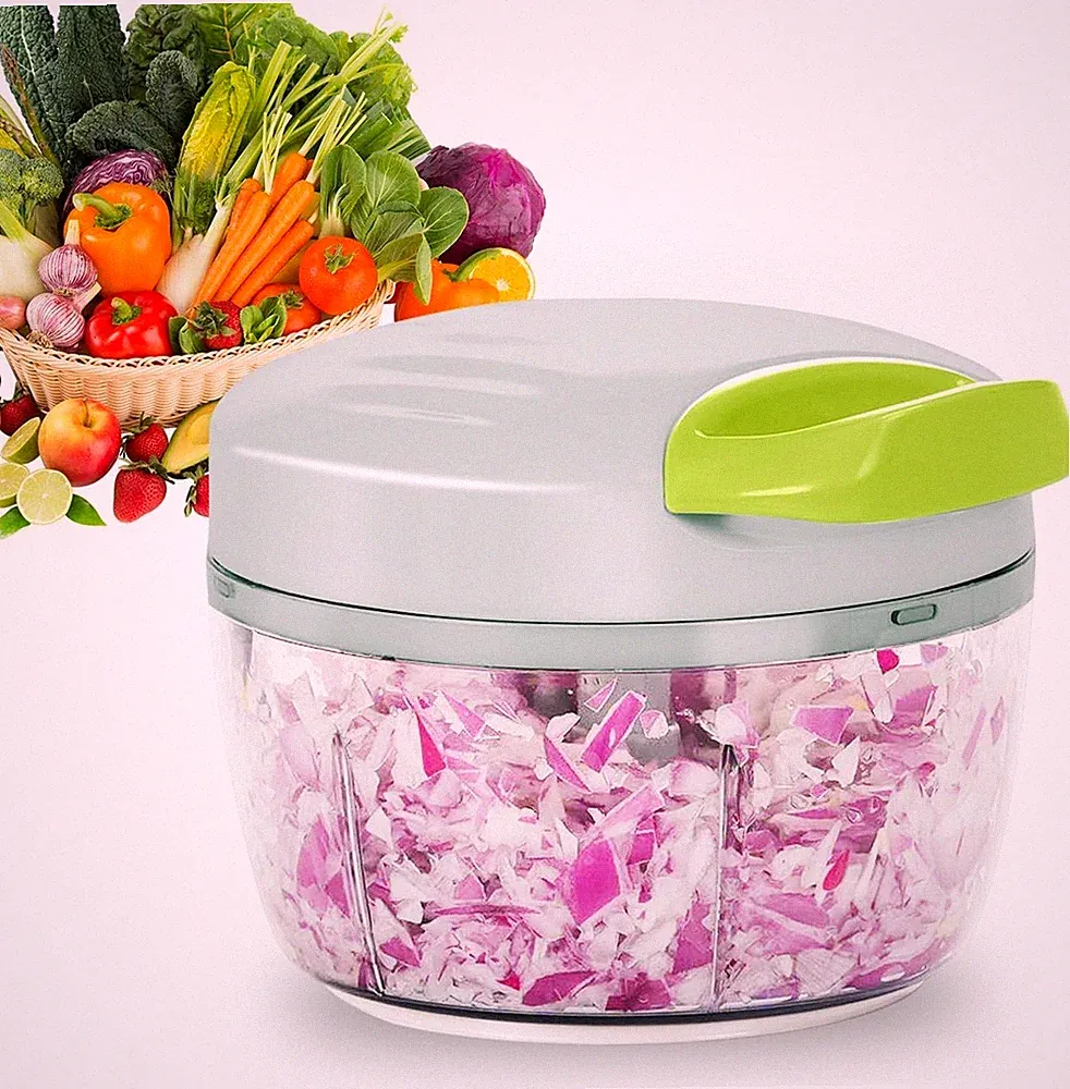 Manual Food Processor Vegetable Chopper 2.3 Cup Small Mini Hand Pull String Onio