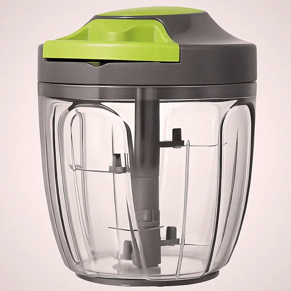 Manual Food Processor Vegetable Chopper 900ml Gray HeavyDuty for Kitchen Prep