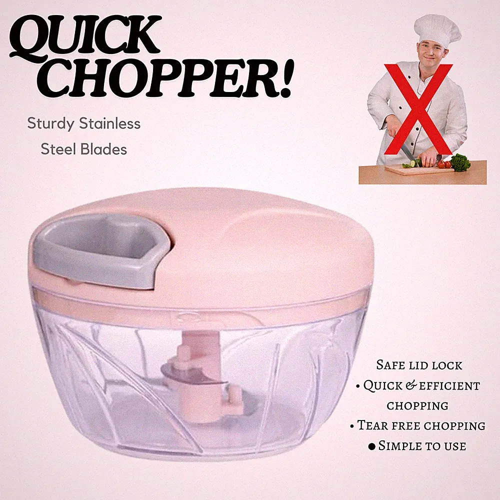 Manual Food Processor, Vegetable Chopper -Easy Pull Hand String- Portable 5oo ml