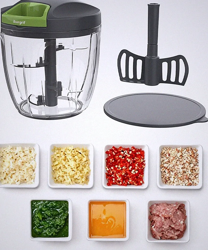 Manual Food Processor Vegetable Chopper Garlic Mincer 900ml for Kitchen Camping
