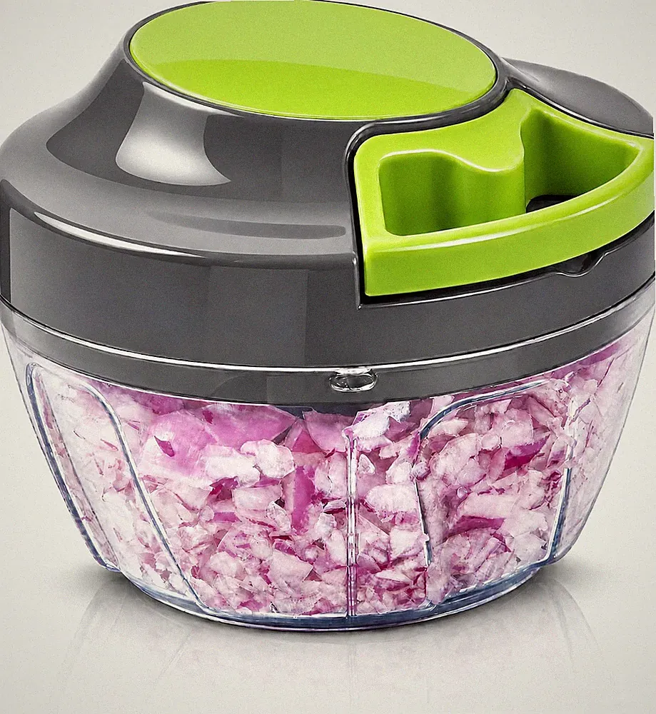 Manual Food Processor & Vegetable Chopper, Hand Pull String, 3 Stainless Steel B