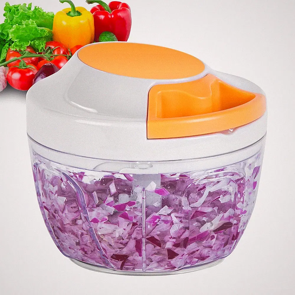 Manual Food Processor & Vegetable Chopper, Hand Pull String Garlic Mincer Oni...