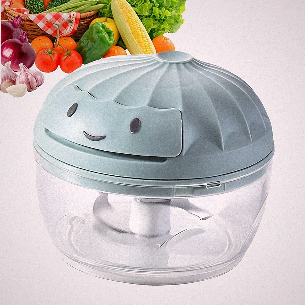 Manual Food Processor Vegetable Chopper, Mini Hand Pull String Garlic Chopper On