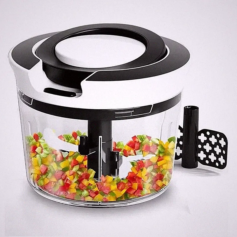 Manual Food Processor Vegetable Chopper, Portable Hand Pull 400ml, Black