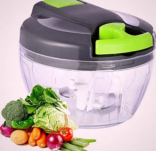 Manual Food Processor Vegetable Chopper, Portable Hand Pull 500ml, Ggreen