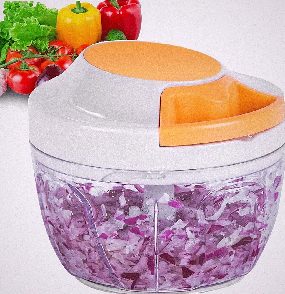 Manual Food Processor Vegetable Chopper, Portable Hand Pull 500ML, White