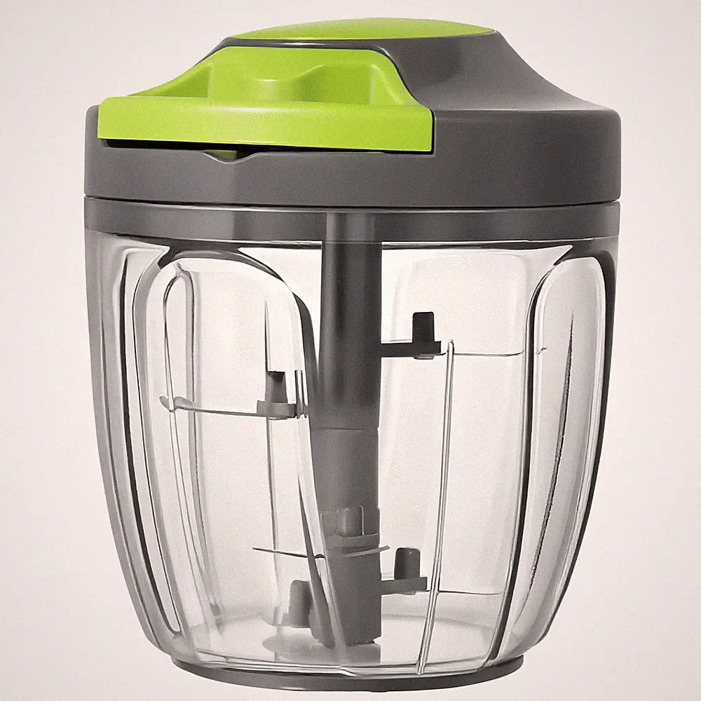 Manual Food Processor Vegetable Chopper, Portable Hand Pull 900ML, Gray