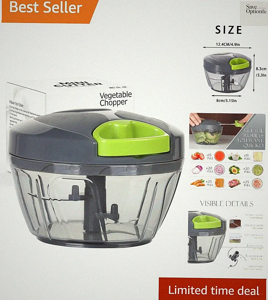 Manual Food Processor Vegetable Chopper, Portable Hand Pull String Garlic Min...