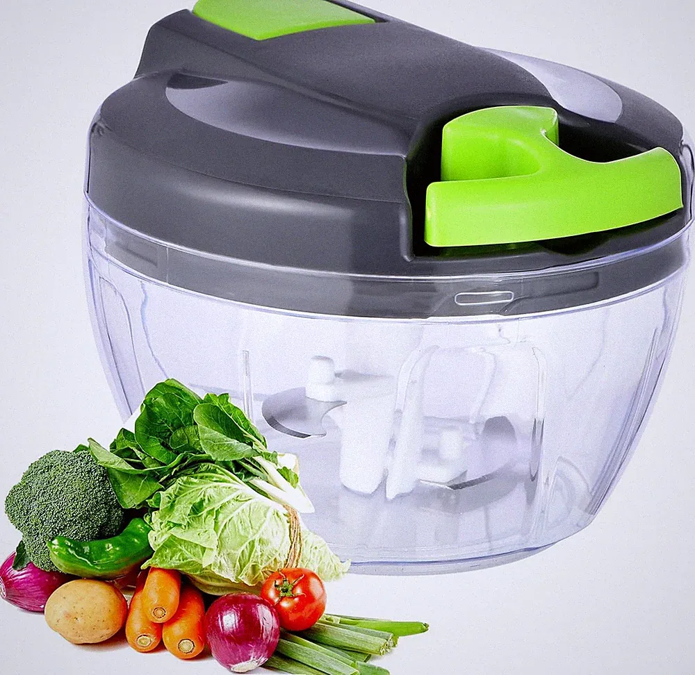 Manual Food Processor Vegetable Chopper, Portable Hand Pull String Garlic Mincer