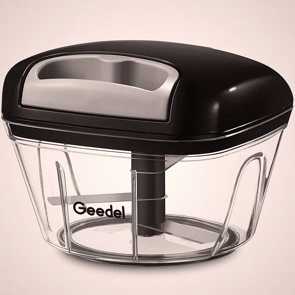 Manual Food Processor Vegetable Cutter, Geedel Pull Chopper with 2Cup, Black