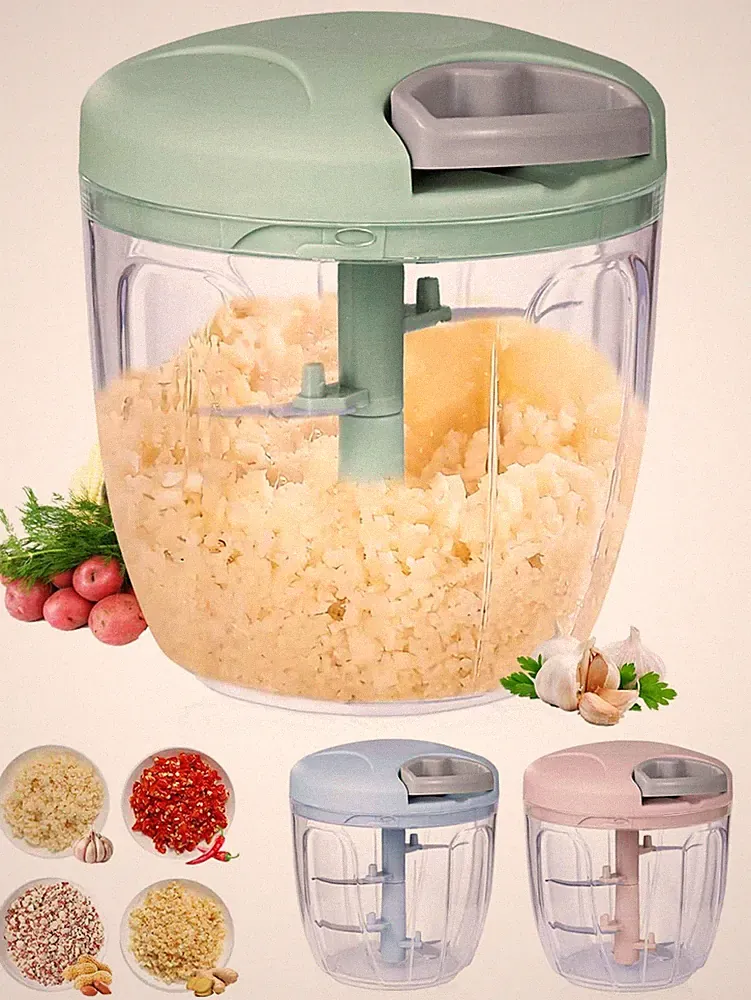 Manual Garlic Chopper 900ml Hand Pull Food Processor Vegetable Cutter Slicer