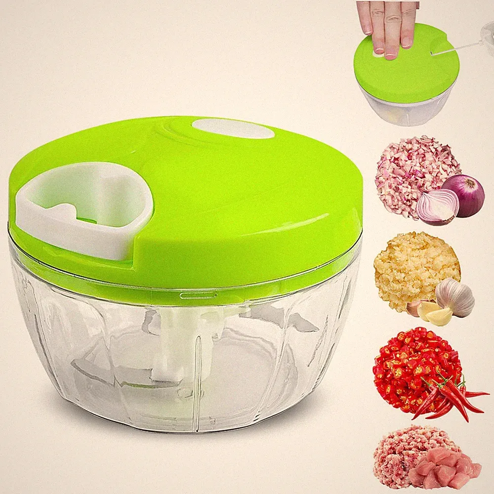 Manual Garlic Chopper Mincer,Food Processor Vegetable 12.5x9cm, Green