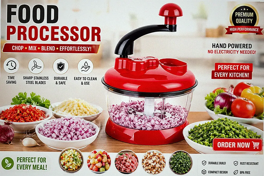 Manual Hand Crank Food Chopper Vegetable Onion Mincer Slicer Processor Kitchen