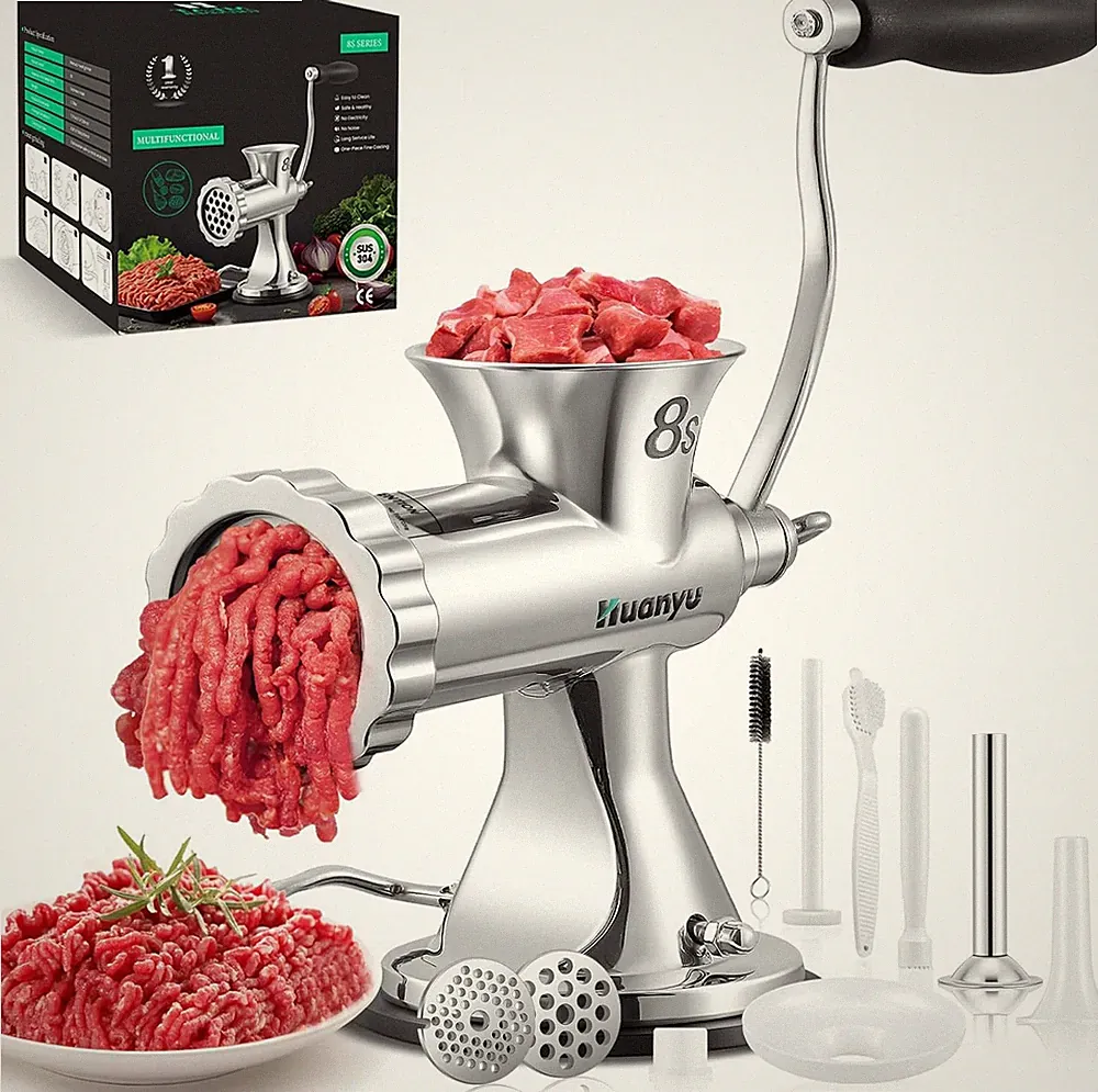 Manual Meat Grinder - Heavy Duty Stainless Steel, Effortless Hand Crank for Fres