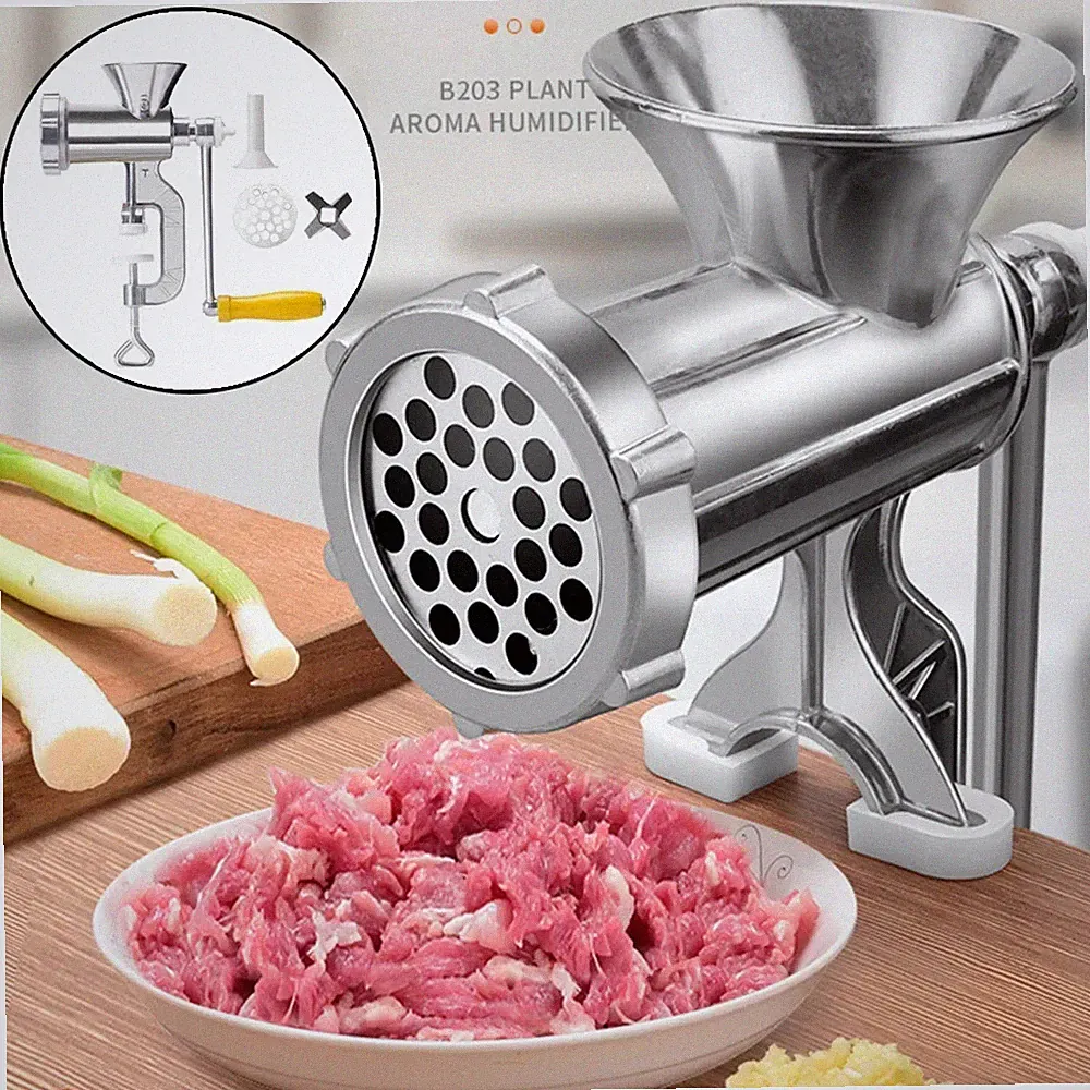 Manual Meat Grinder Stainless Steel Hand Crank Food Processor with Table Clamps