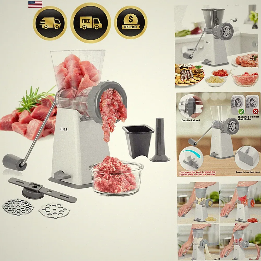 Manual Meat Grinder with Stainless Steel Blades Heavy Duty Suction Base
