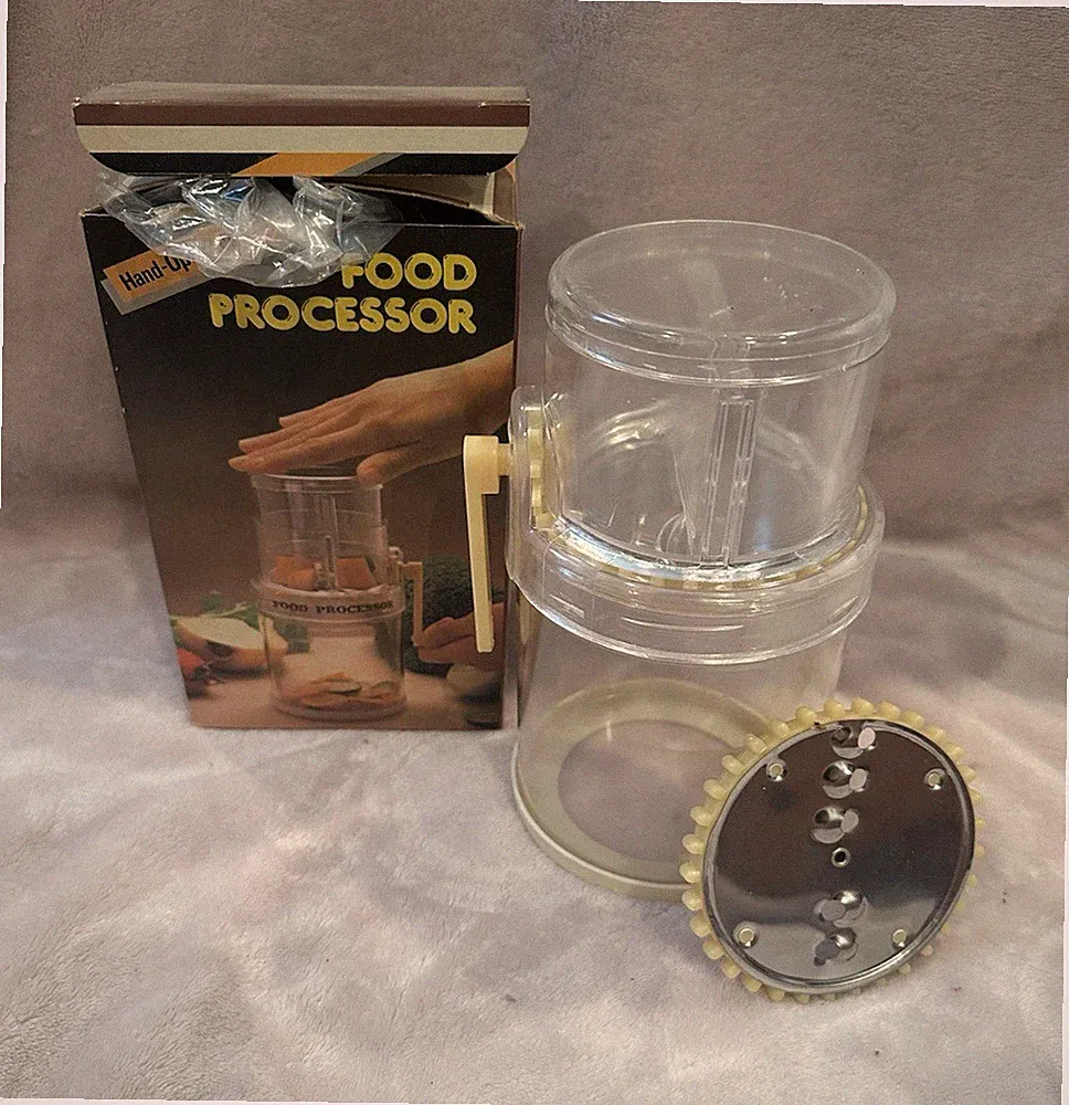 Manual Mini Food Processor 1 Cup Vegetable Slicer w/ Container Lid Handle Disk