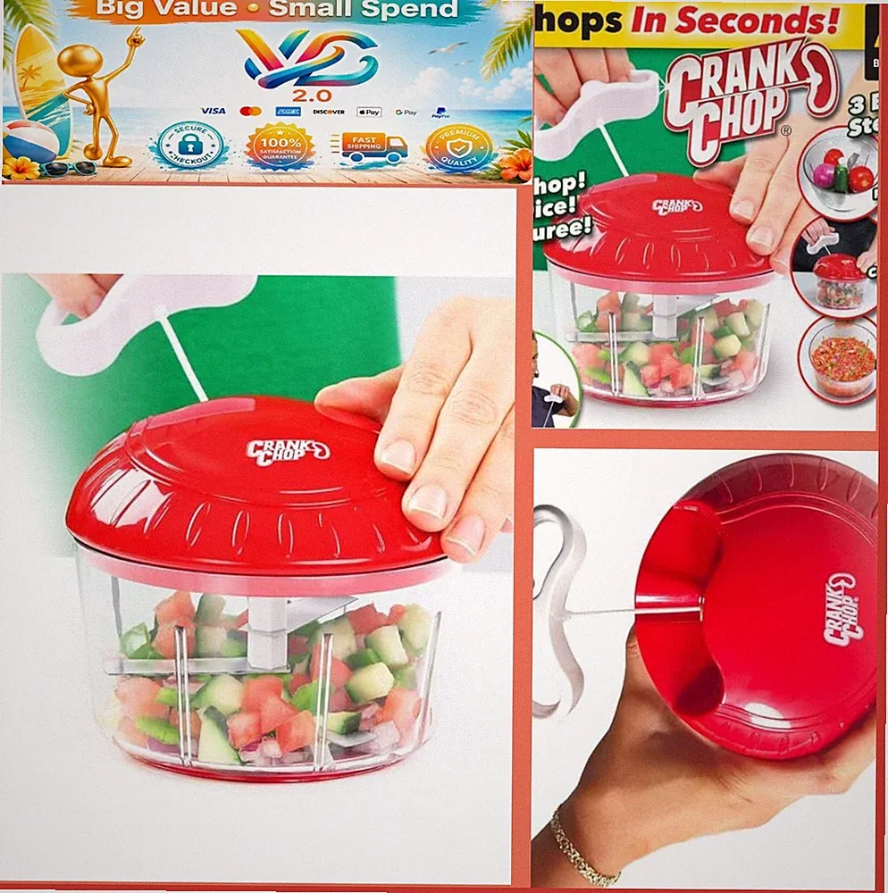 Manual Pull Cord Food Chopper Vegetable Dicer Mincer 2 Cup Hand Held Portable