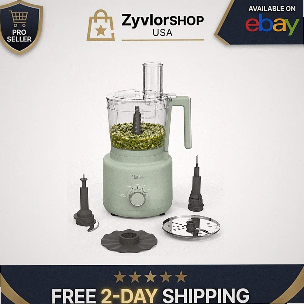 Martha Stewart 10-Cup Food Processor, Electric Chopper, Honeydew Green