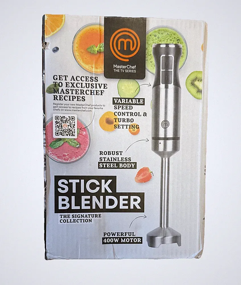 MasterChef Immersion Blender Handheld Stainless Steel Hand 400W Baby Food Soup