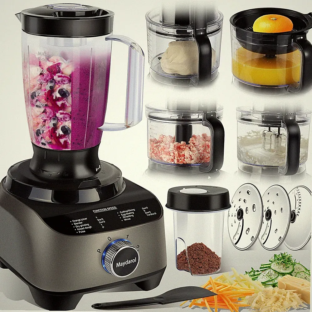 Maydarol 14 Cup Food Processor, 11in1 Food Processor and Blender Combo with L...