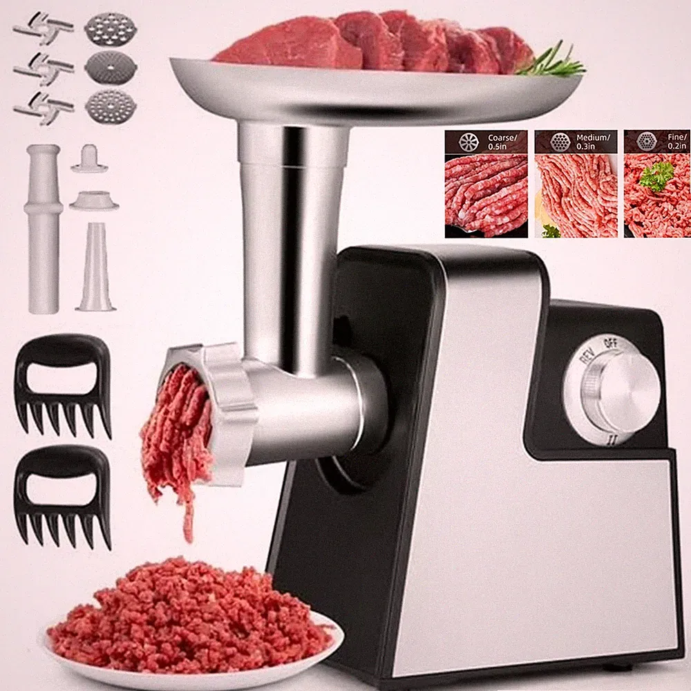 Meat Grinder Electric Heavy Duty Stainless Steel Meat Mincer &3 Grinding Plates