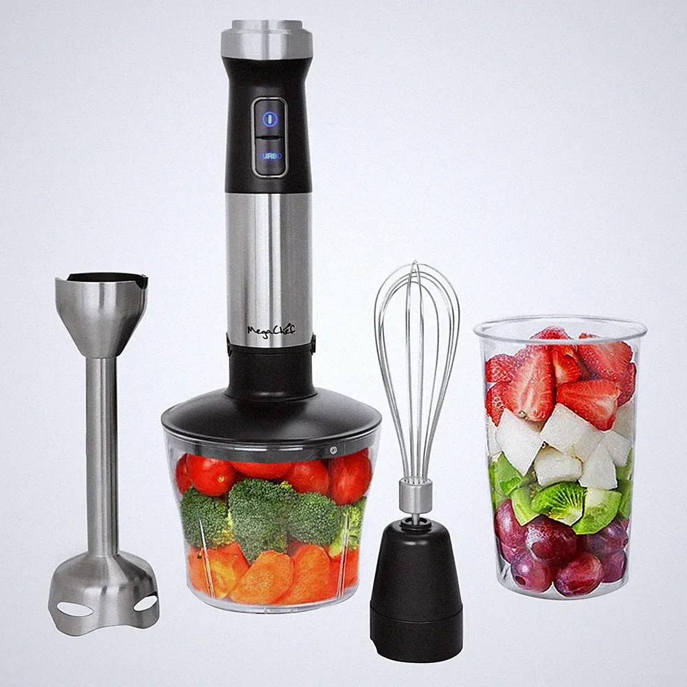 MegaChef 4-in-1 Hand Blender 300W Immersion Stick Mixer Chopper Whisk Speed Cont