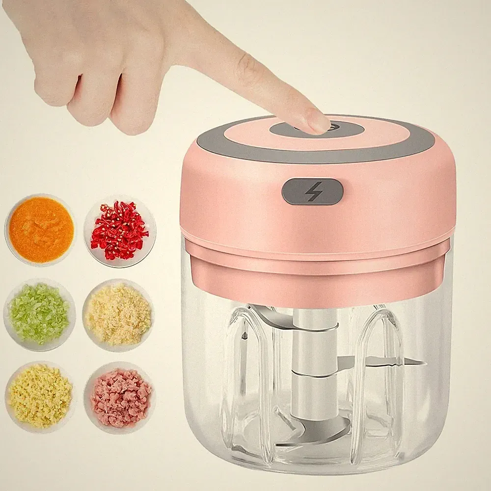 Mini Electric Food Chopper USB Rechargeable 250ML Garlic Onion Grinder