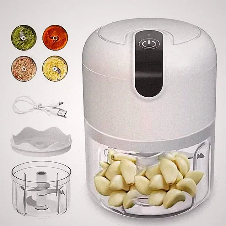 Mini Electric Food Processor, USB Rechargeable, Multi-functional Mini, White
