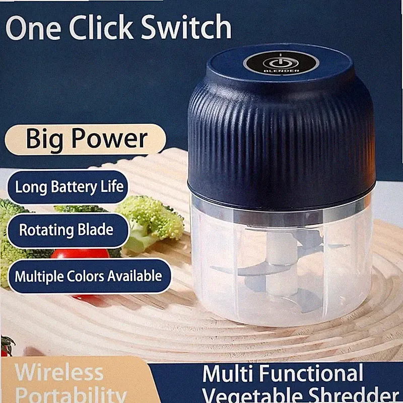 Mini Electric Garlic Chopper Wireless USB Rechargeable Food Processor 250ml US
