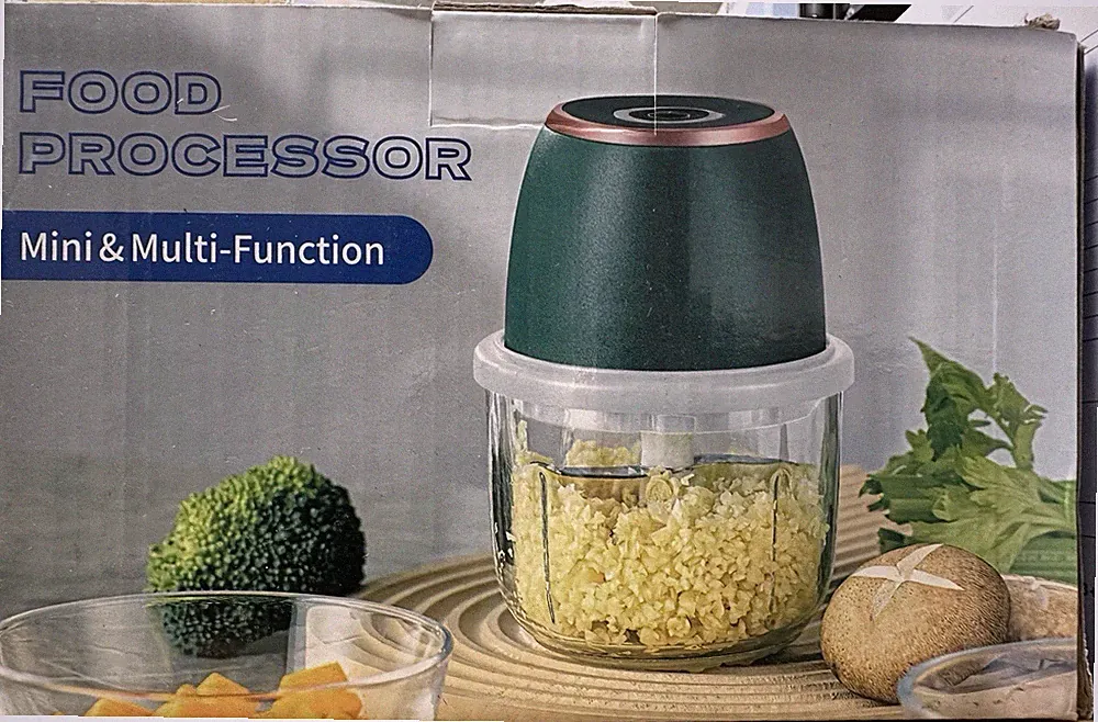 Mini Food Processor 350ml 5V USB Rechargeable Chopper Blue BPA-Free 2-Blade