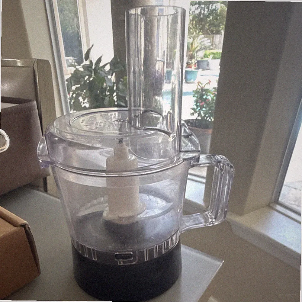 Mini Food Processor Clear Black Bowl Lid Pusher Blade Detachable Chop Vegetable