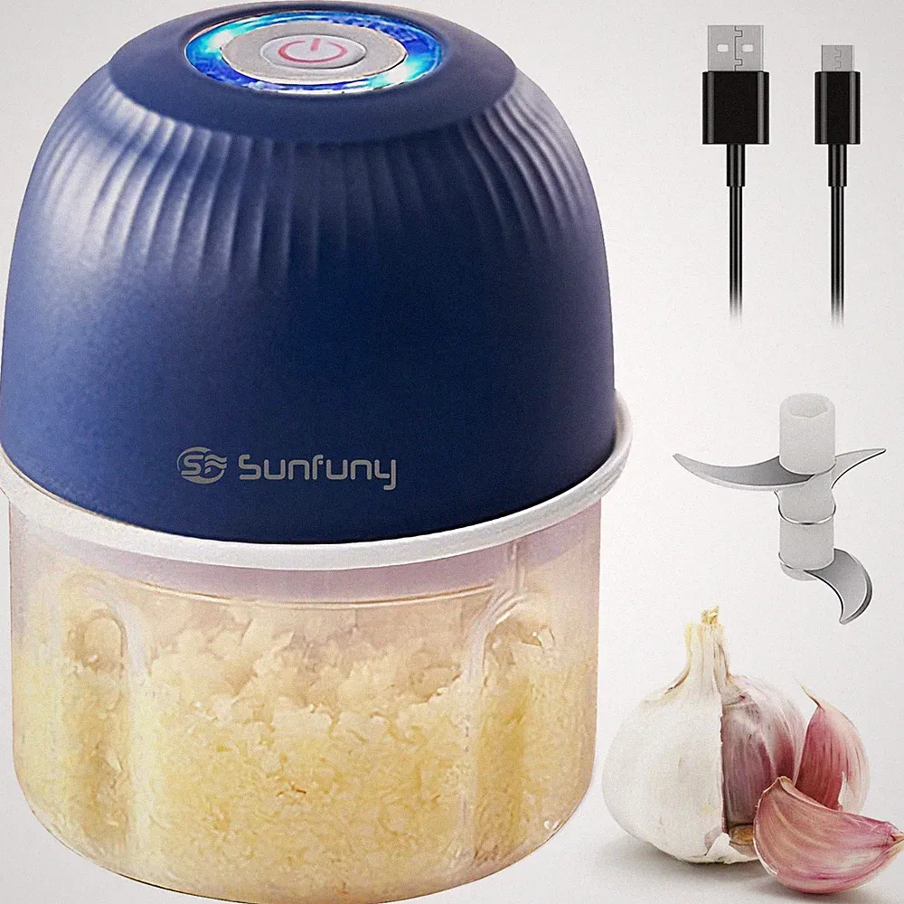 Mini Food Processor Cordless, 250ml Small Garlic Chopper 1 Cup, Battery USB R...