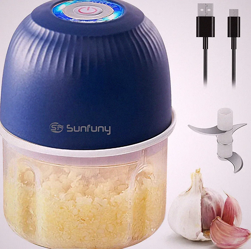 Mini Food Processor Cordless, 250ml Small Garlic Chopper 1 Cup, Battery USB Rech