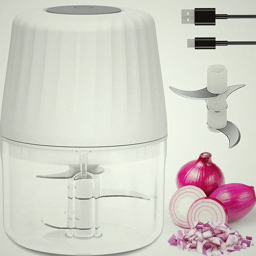 Mini Garlic Chopper, 250ml Small Food Processor Cordless 250ml, Single White
