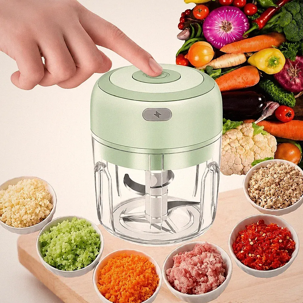 Mini USB Rechargeable Electric Garlic Chopper for Kitchen Baby Food Veggie Meat