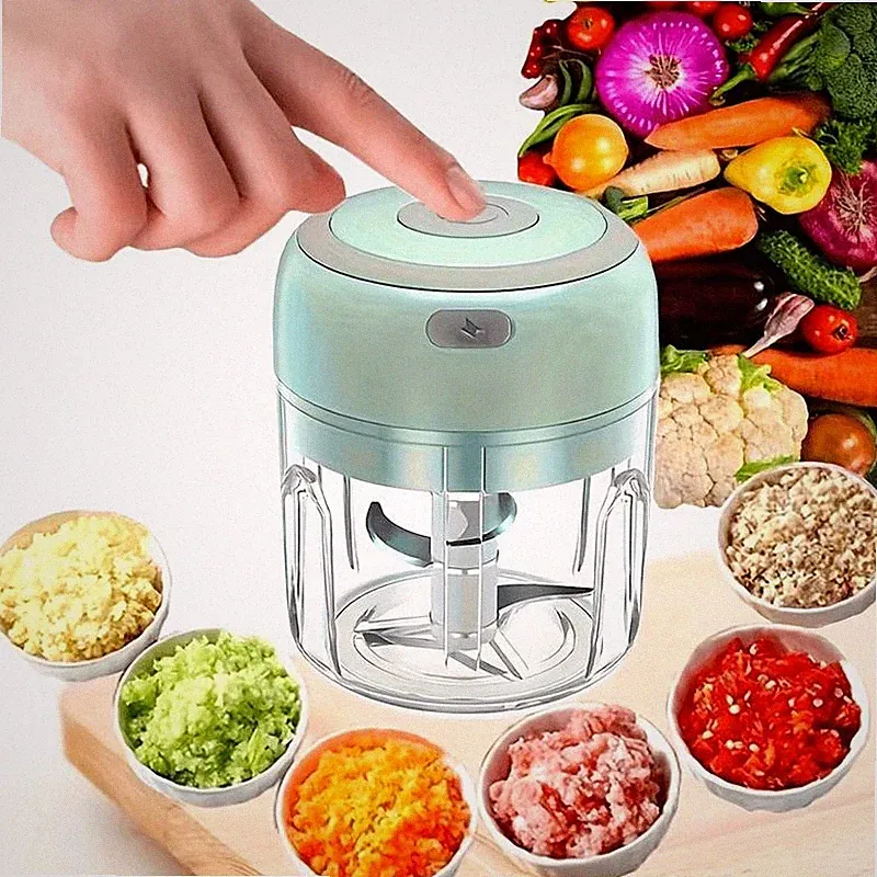 Mini USB Rechargeable Electric Garlic Chopper for Kitchen Baby Food Veggie Meat