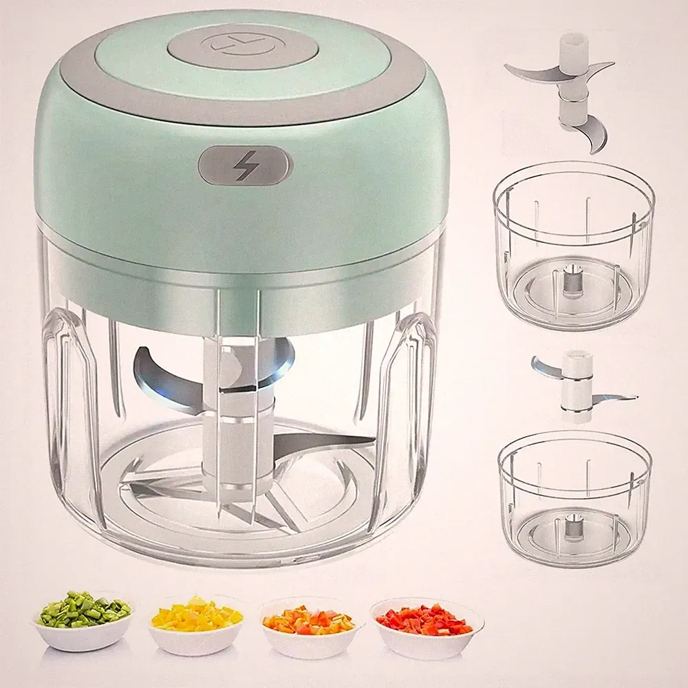 Mini USB Rechargeable Electric Garlic Chopper – Portable Food Processor for Kitc