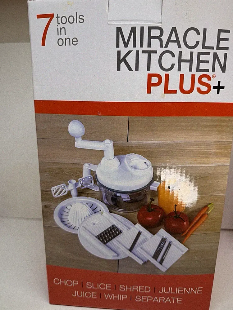 Miracle Kitchen Plus 7-in-1 Manual Food Processor Chop Slice Shred Juice Whip