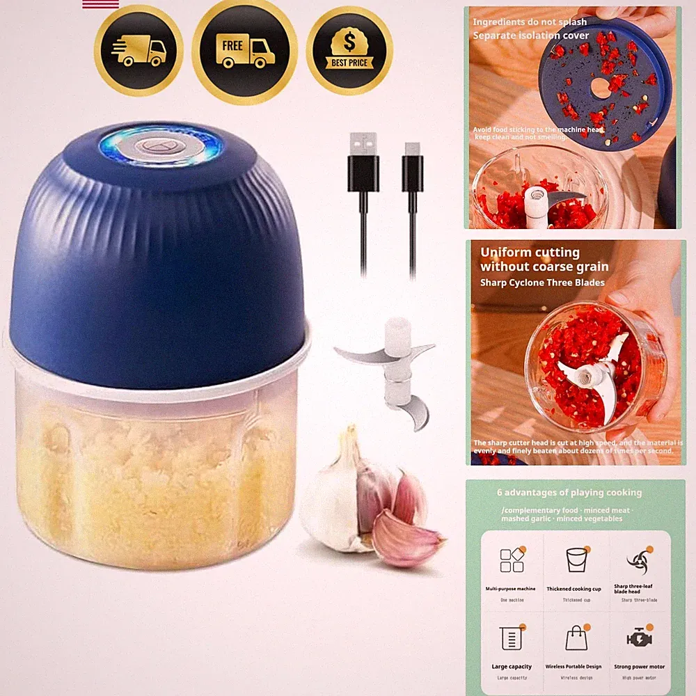 Model Type-c Rechargeable Food Processor Electric , Mini Food Chopper, Garlic...
