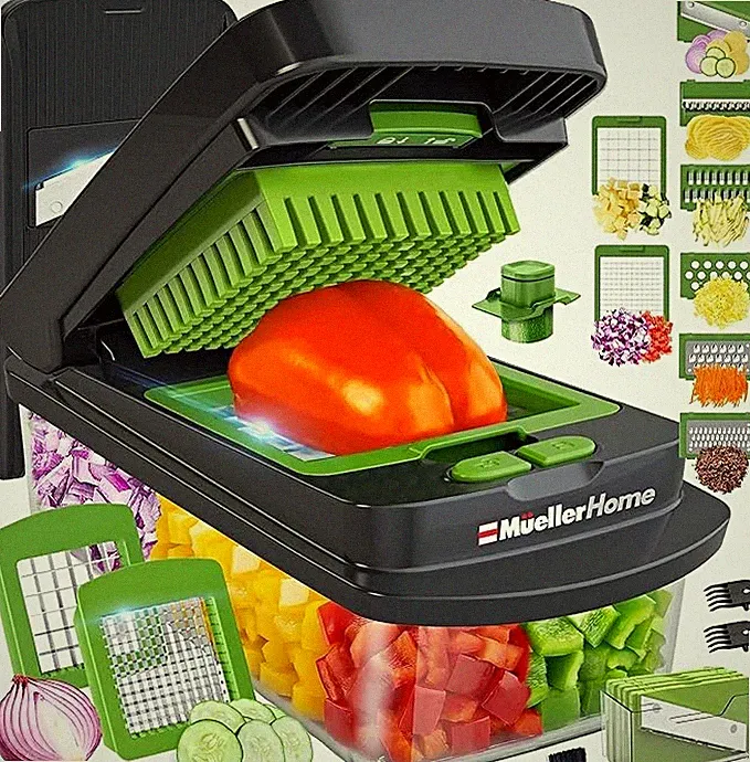 Mueller Home Pro-Series Food Chopper MC-780 Gray/Green 8-Blade.