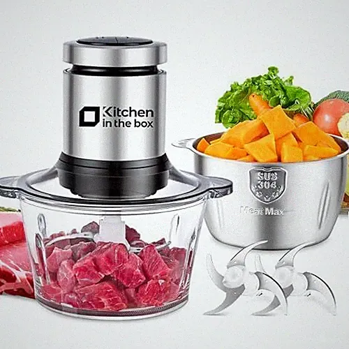 Multi-Function Food Processor 400W Dual 8-Cup Bowls 2 Blades for Various Foods