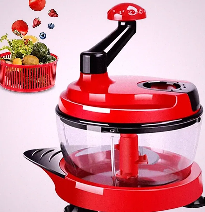 Multi-Function Manual Food Processor with Hand Crank for Choppers