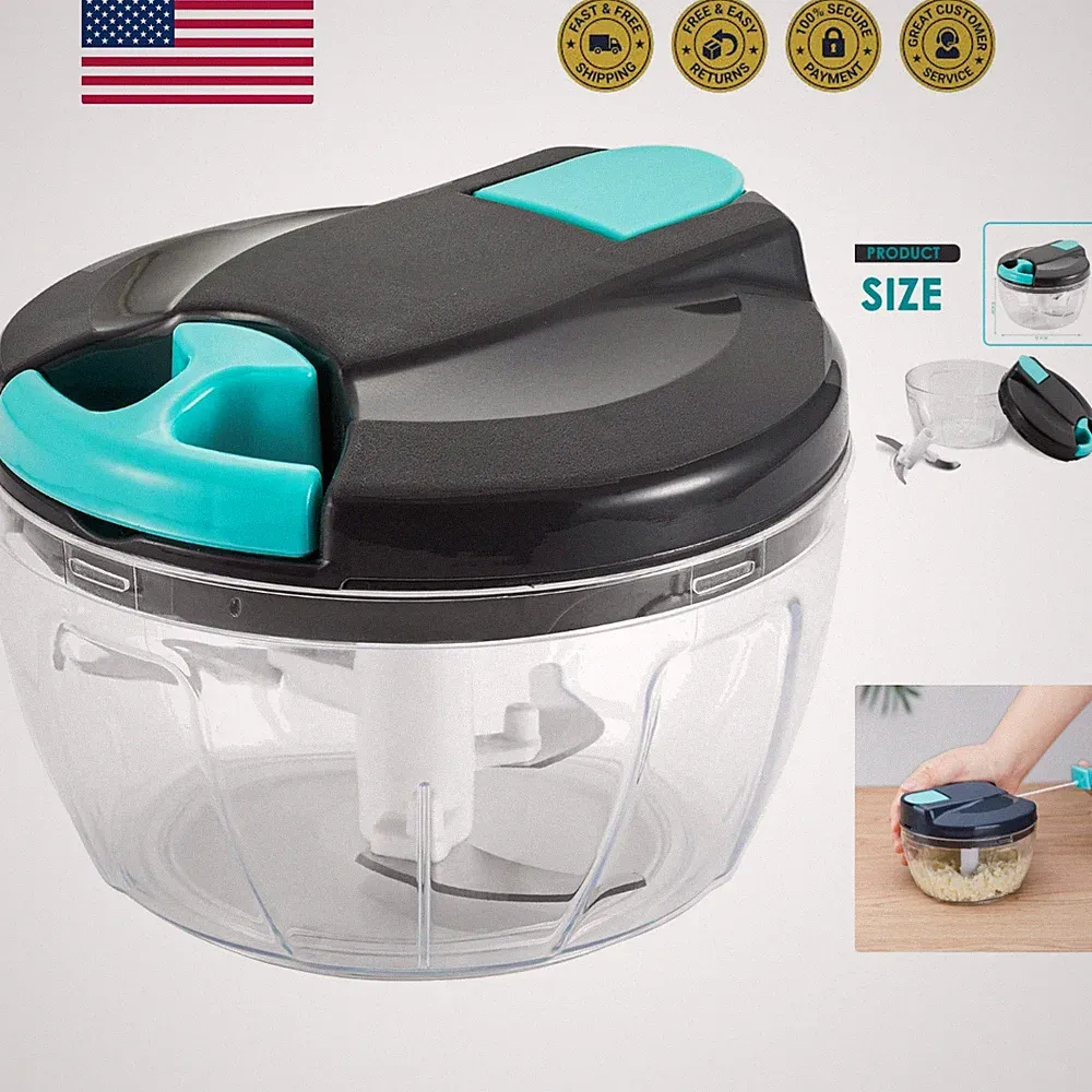 Multi-Function Manual Food Processors & Chopper with Cover and Handle, Garlic...