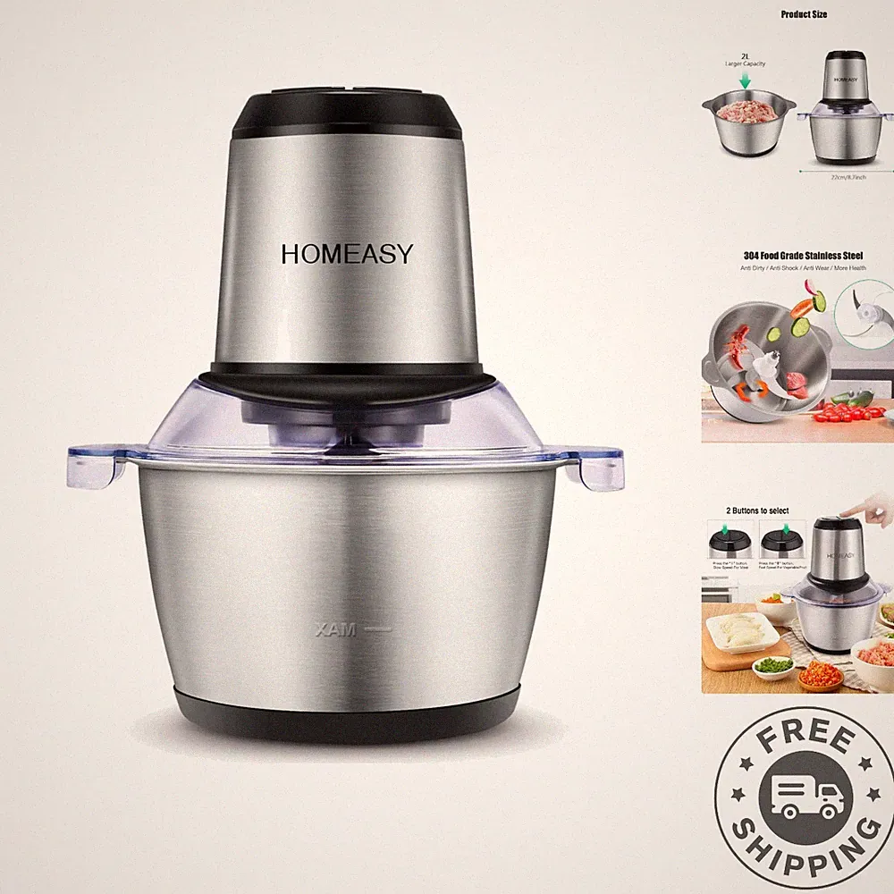 Multi-Functional 350W Food Processor - 2L Stainless Steel Meat & Veggie Chopper