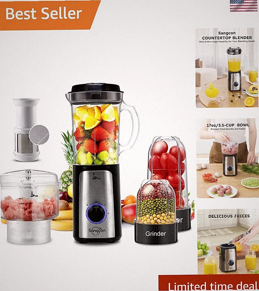 Multi-Functional Electric Food Chopper & Blender - Ideal for Smoothies & Sauces