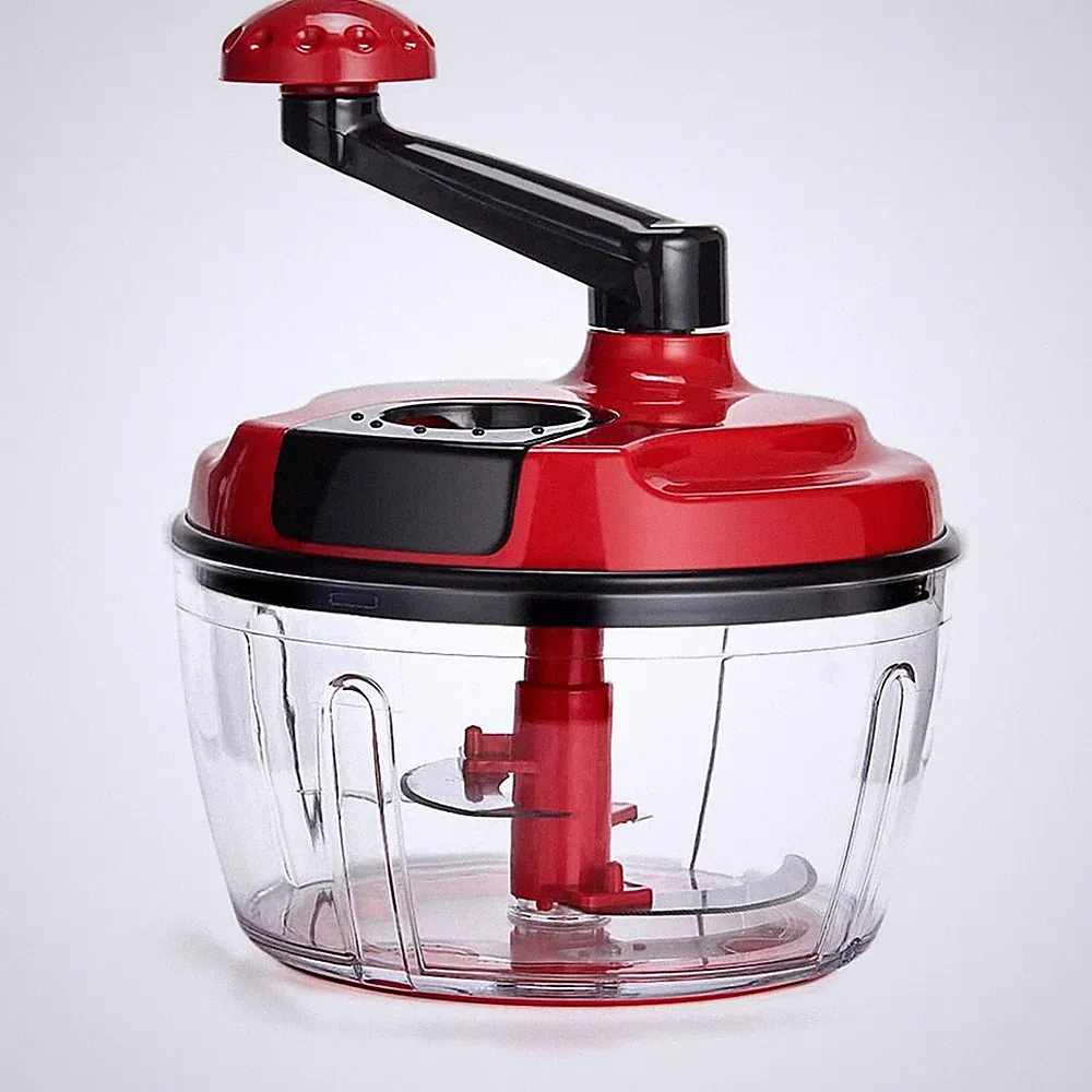Multi-Functional Manual Food Processor,8 Cup Hand-powered Crank S, Red